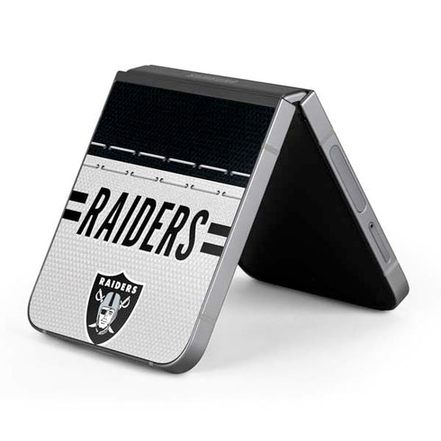 NFL Las Vegas Raiders White Striped Galaxy Z Flip6 Skin